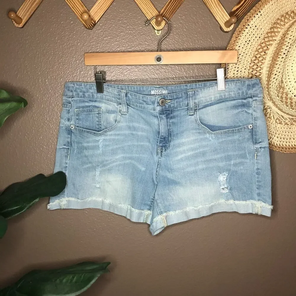 Mossimo Distressed Frayed Hem Cuffed Jean Shorts
